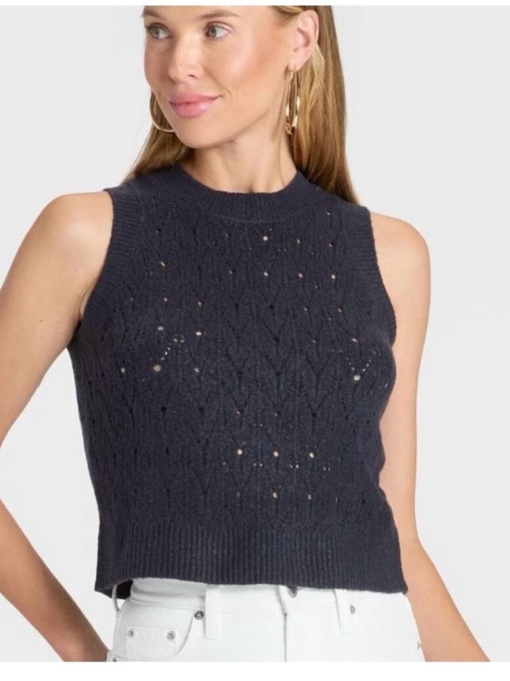 Universal Thread Black Open Knit Sweater Vest M